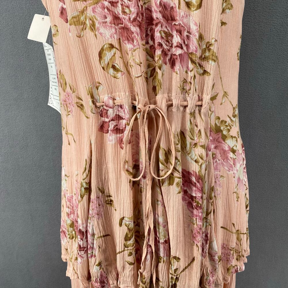Vtg 90s NOS Romantic Boho Rose Floral Coquette Rayon Tier Maxi Dress L Victorian - Picture 7 of 16